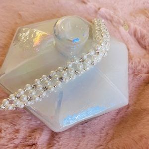 Faux Pearl and Crystal Choker Necklace prom formal wedding